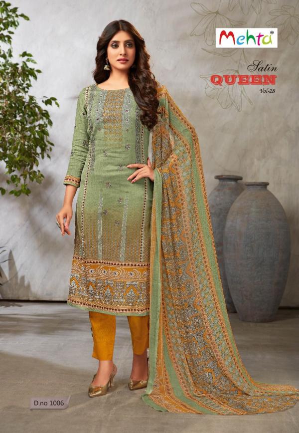 Mehta Satin Queen Vol-28 Glaze Cotton Designer exclusive Dress Material